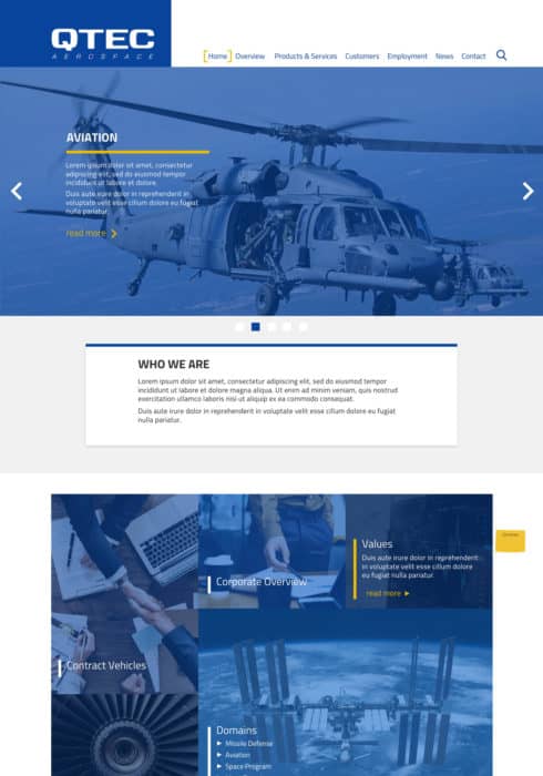 aerospace civilian and military website design